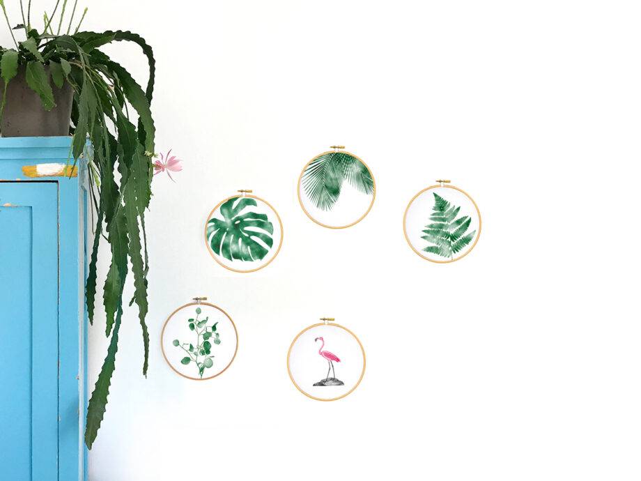 Renna Deluxe Palme _ Bild im Stickrahmen Tiefpreis