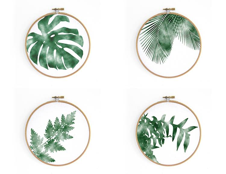 Renna Deluxe Palme _ Bild im Stickrahmen Tiefpreis