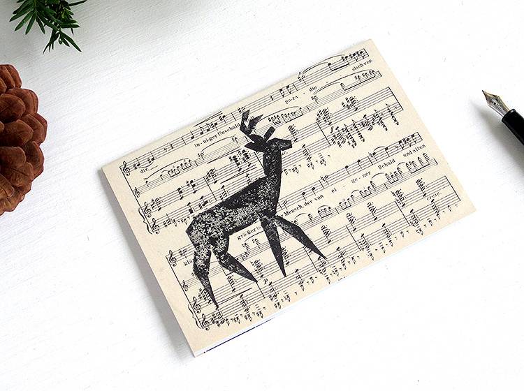 Renna Deluxe Klappkarte mit Hirsch auf Notenpapier Bis zu 50% Rabatt