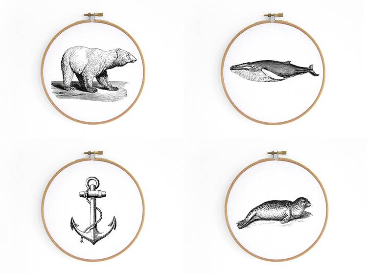 Renna Deluxe Eisbär _ Bild im Stickrahmen Sonderangebot der Fabrik