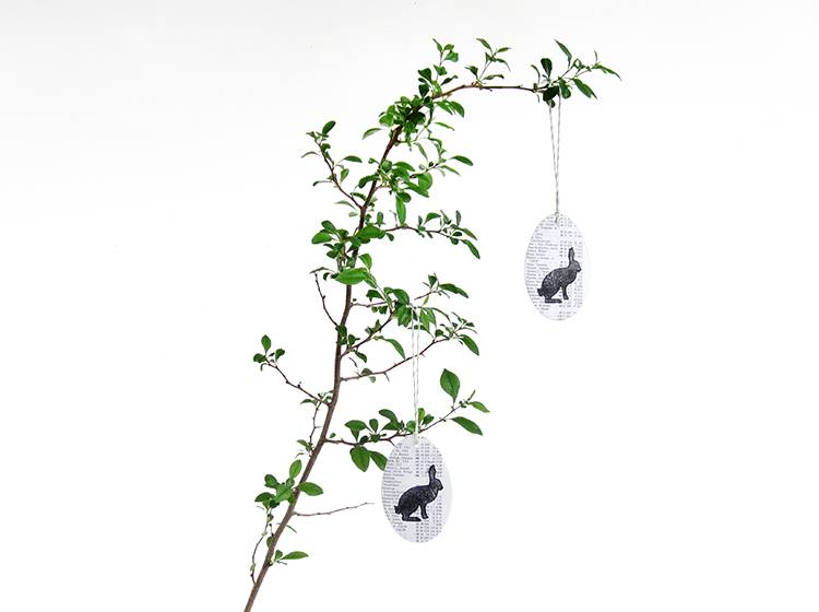 Renna Deluxe Ostereier zum Anhängen mit Hase gestempelt aus Papier Outlet