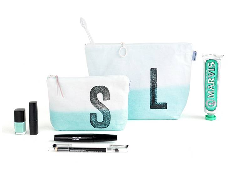 Renna Deluxe Schminktasche MINT mit Monogramm personalisiert Großer Ausverkauf