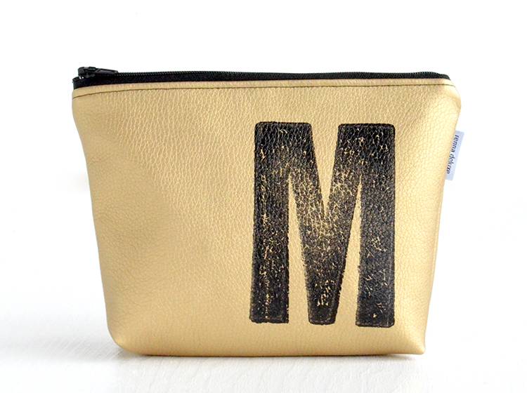 Renna Deluxe Kosmetiktasche Metallic GOLD personalisiert mit Monogramm Begrenztes Angebot