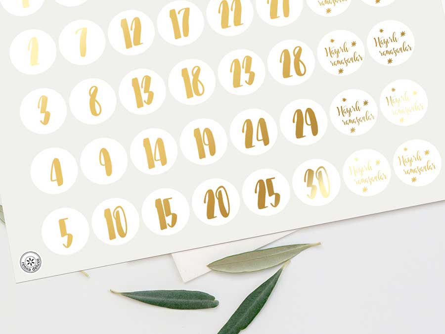Renna Deluxe RAMADAN Kalender Zahlensticker in GOLD Neueste Mode