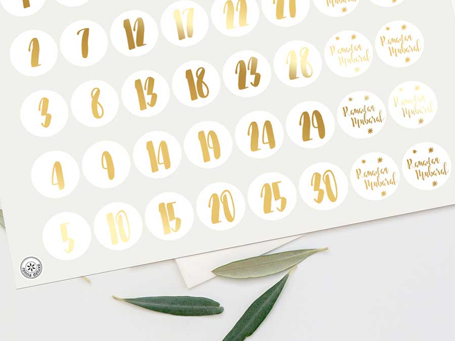 Renna Deluxe RAMADAN Kalender Zahlensticker in GOLD Neueste Mode