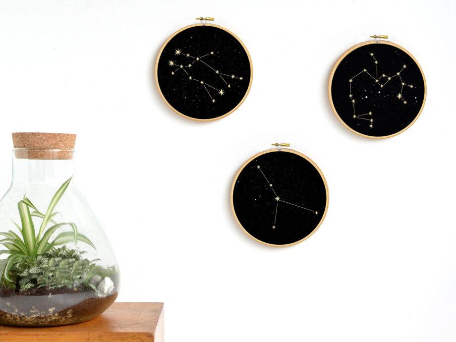Renna Deluxe Löwe Sternzeichen Bild im Stickrahmen Räumungsverkauf