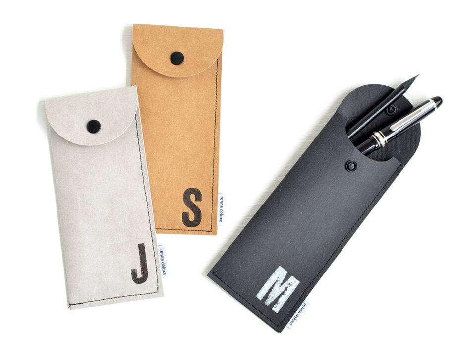 Renna Deluxe Braunes Stifteetui mit Monogramm vegan Vatertagsangebot