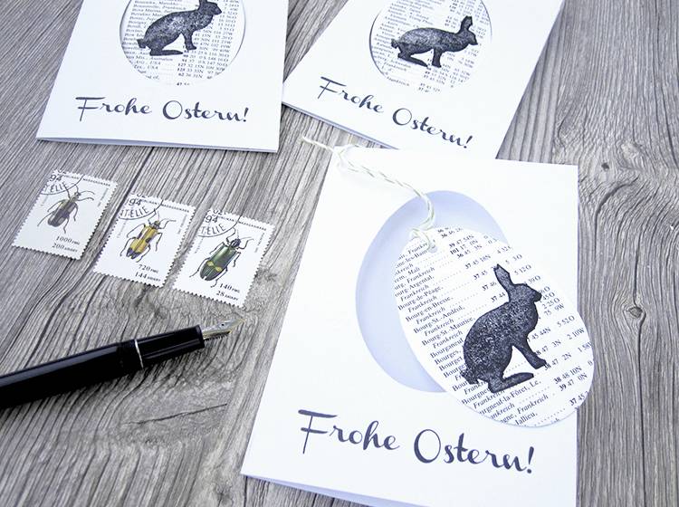 Renna Deluxe Frohe Ostern Klappkarte mit Osterei zum Anhängen Lagerräumung