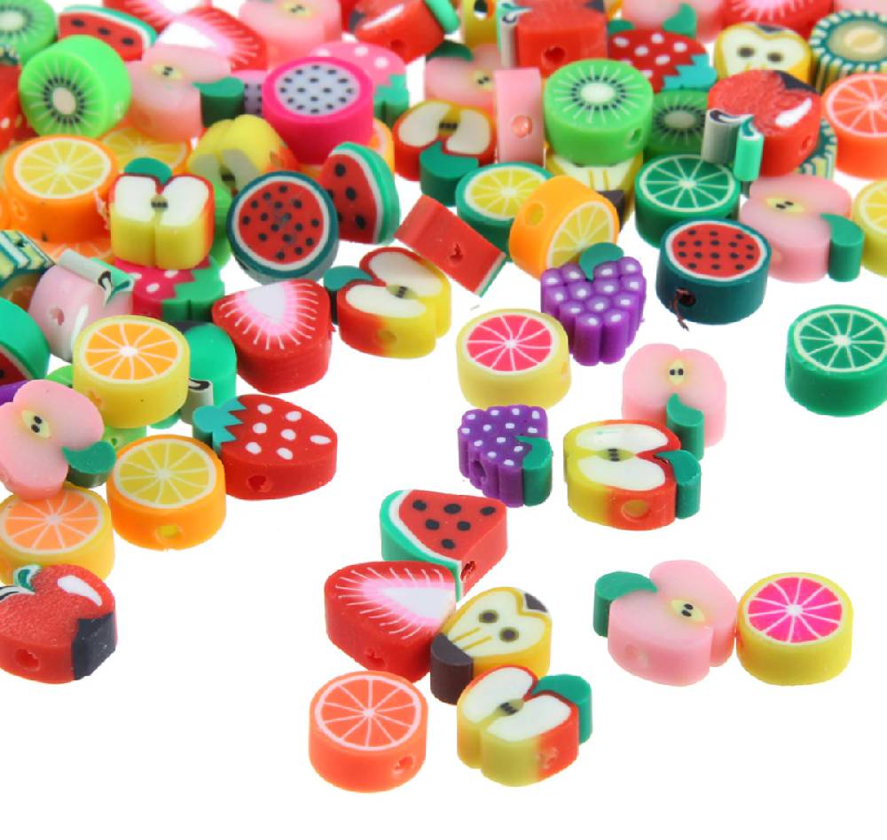 Sadingo Polymer Clay Perlen | 40 Stk., 10mm, Früchte Lagerräumung
