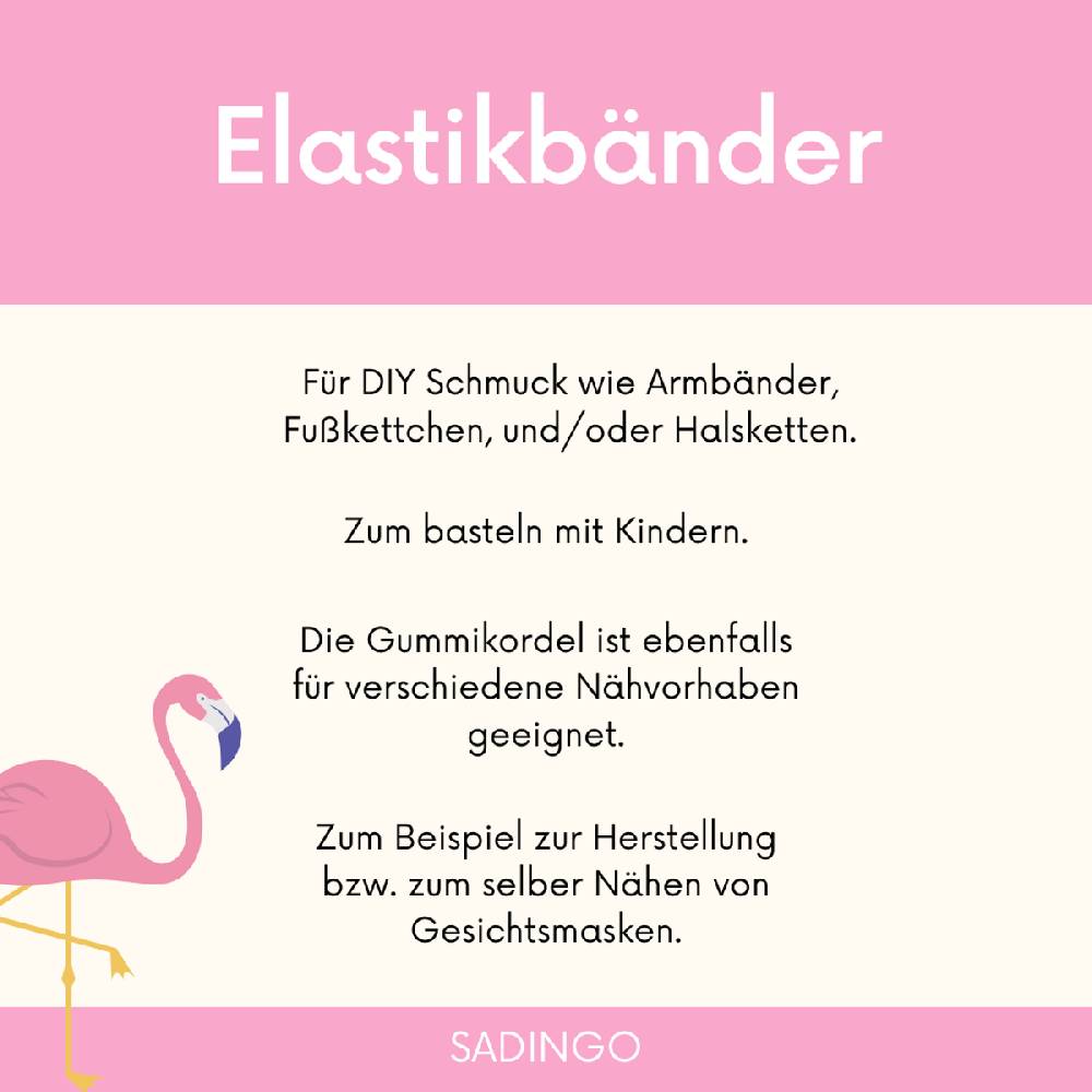 Sadingo Elastische Schnur 10x15 Meter 1 mm für Armbänder Neueste Mode