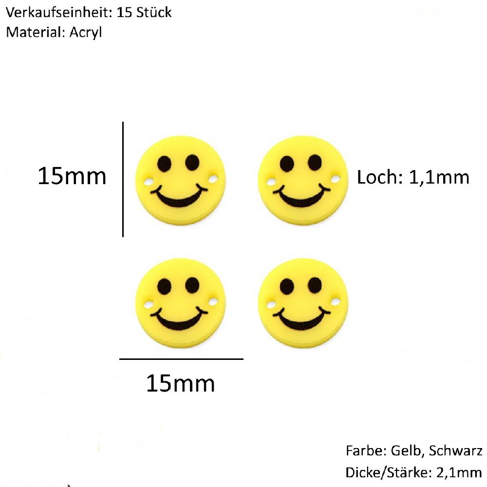 Sadingo Schmuckverbinder Smiley | 15 Stück, 15mm Blitzangebot