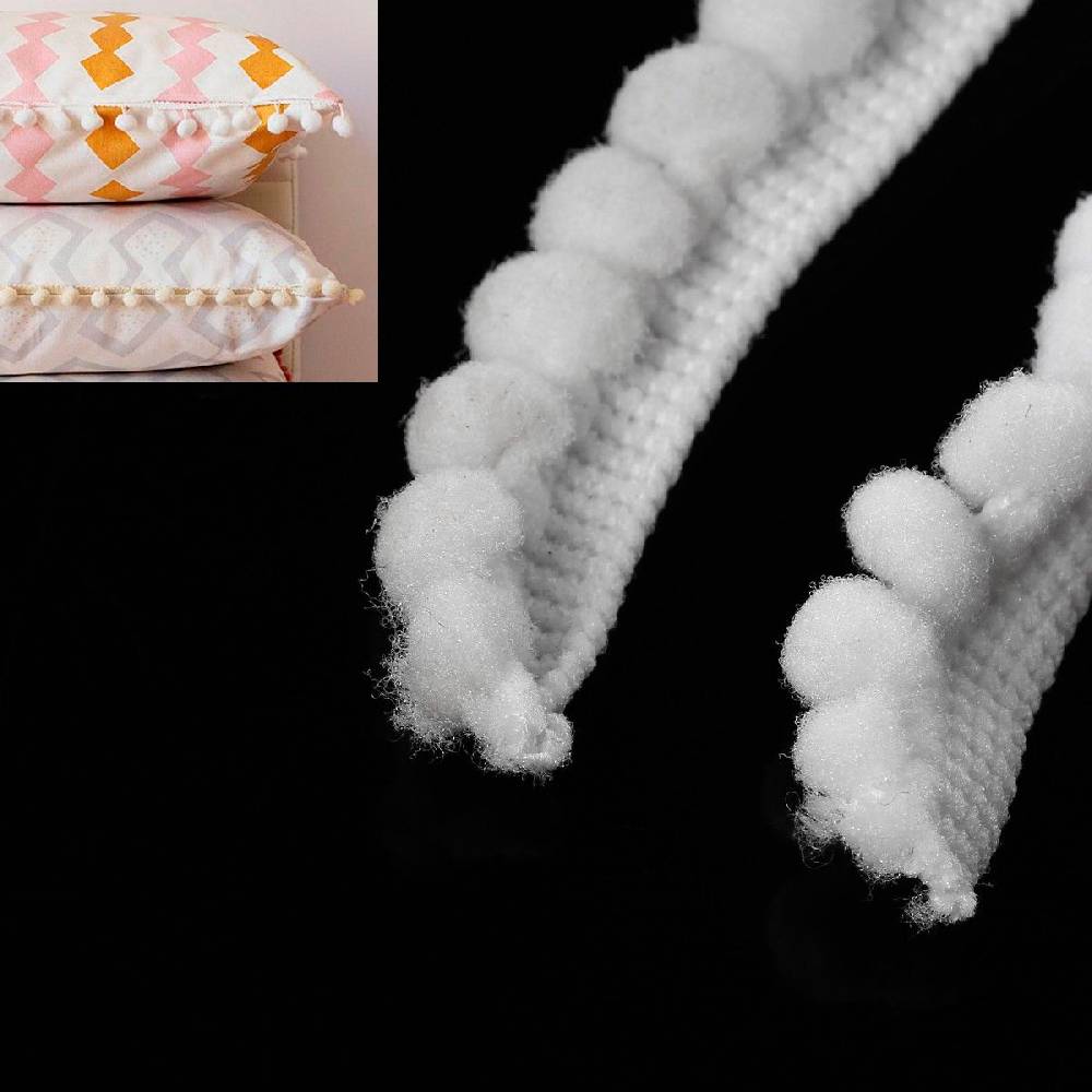 Sadingo Bommelborte Weiß 4,5 Meter, Breite 12mm, Pompomband Sonderangebote