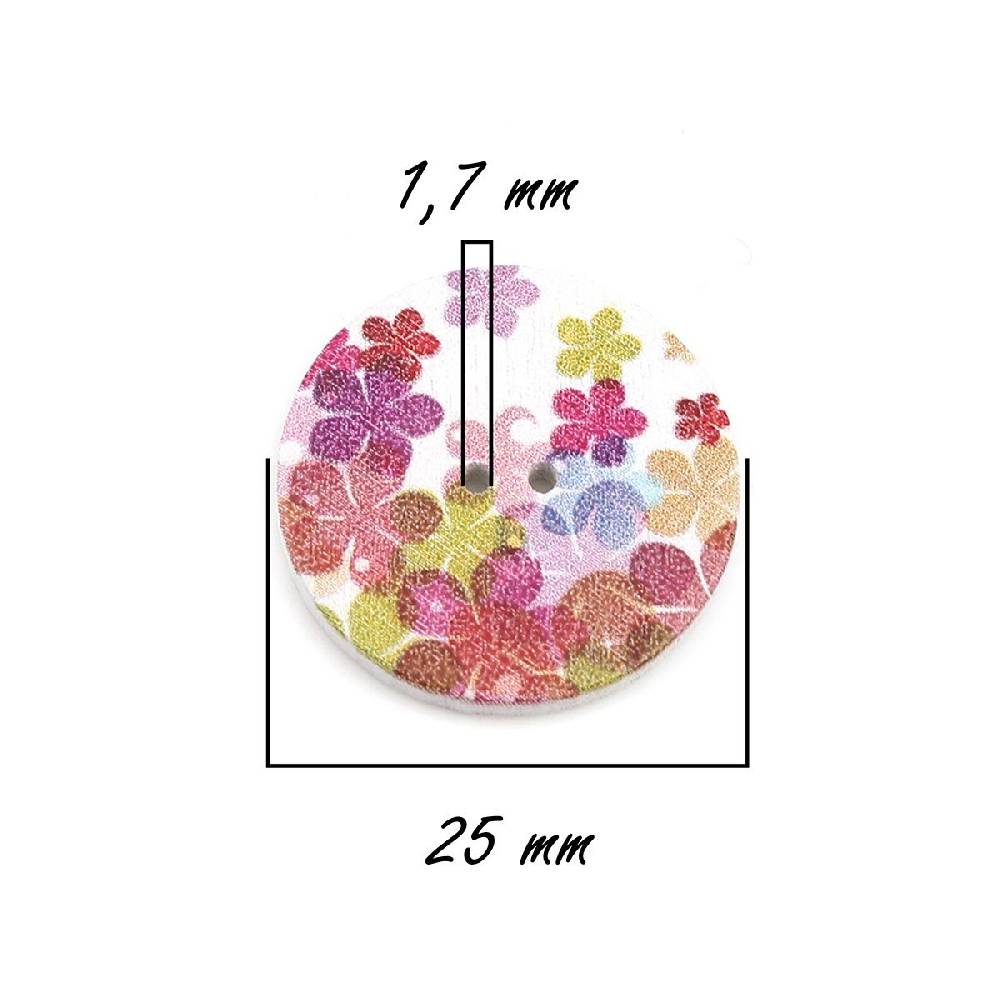 Sadingo Holzknöpfe Blumen Mix - 100 Stück - 25 mm online sichern Tiefpreis