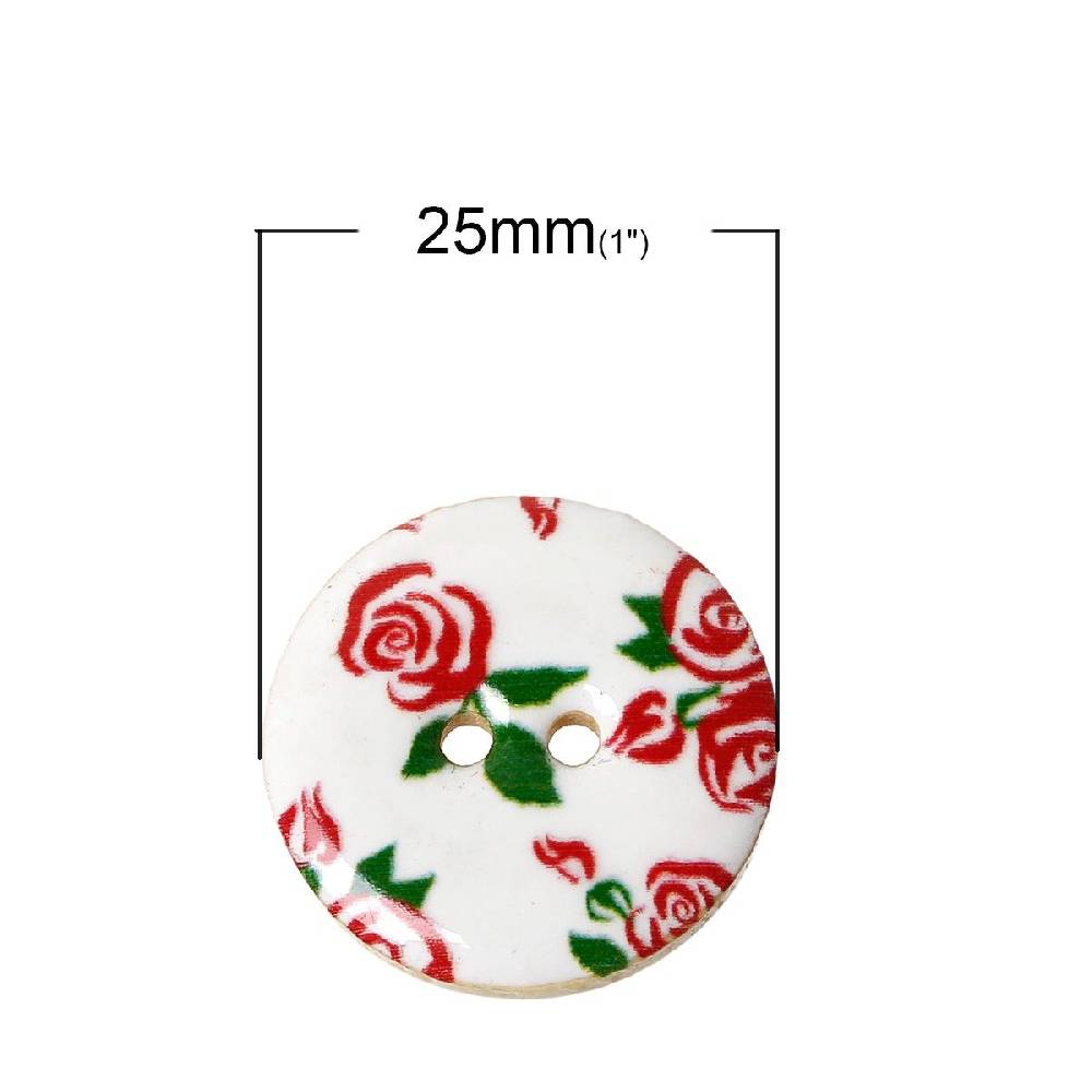 Sadingo Holzknöpfe - 20 Stk. - Ø 2,5 cm - Blumenmuster Neueste Stile