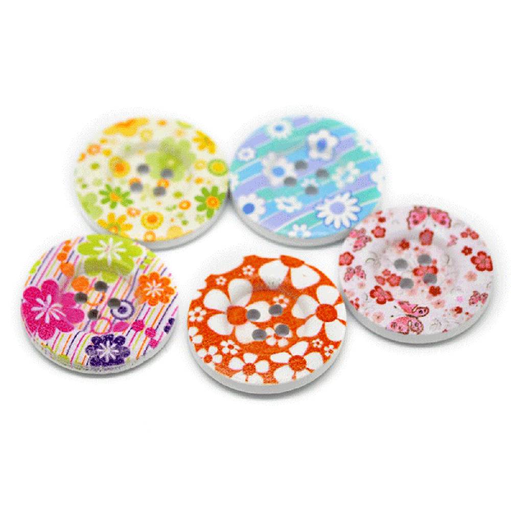 Sadingo Holzknöpfe Blumen Mix | 90 Stk. verschiedene Größen Sonderangebot der Fabrik