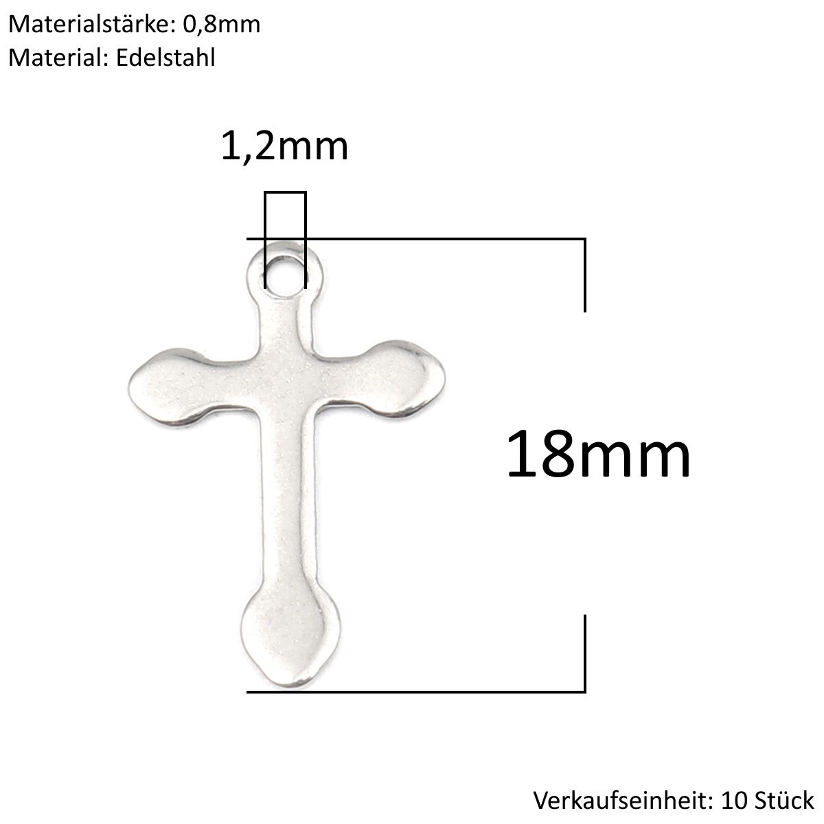 Sadingo Kreuz Anhänger Silber 10 Stück 12x18mm, Bastelbedarf zollfrei