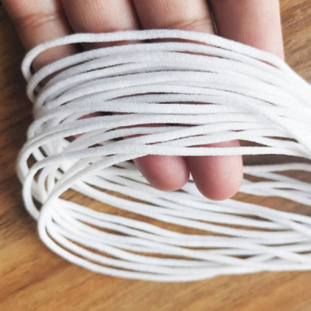 Sadingo Elastische Schnur weiß, 100 Meter, weiches Band Auslauf