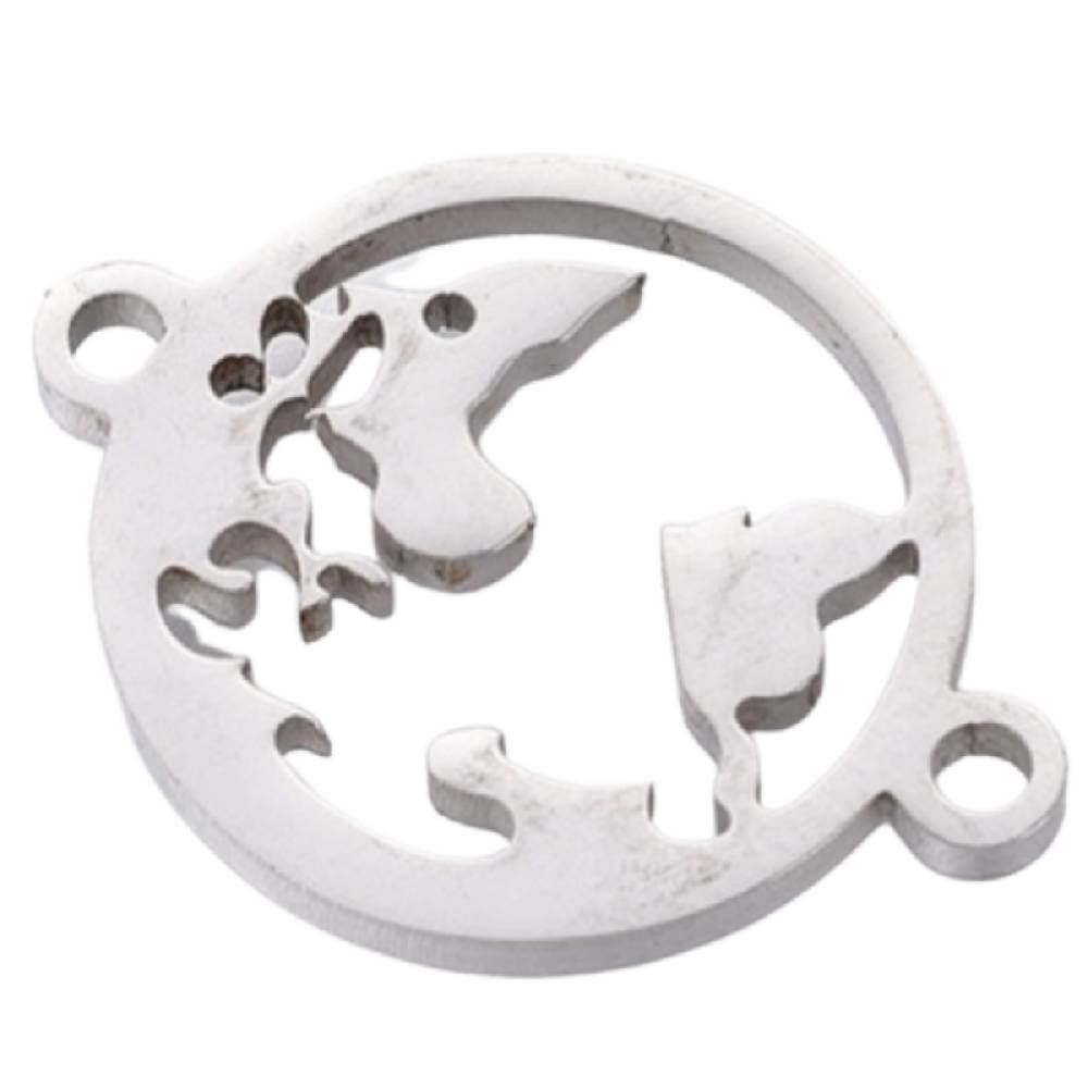 Sadingo Schmuckverbinder Weltkugel | 20 x 15 mm, 10 Stk., Edelstahl Fabrik Onlineshop