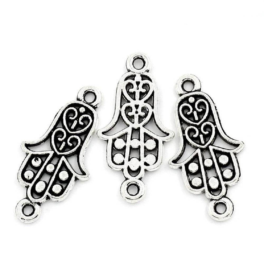 Sadingo Schmuckverbinder Hamsa Hand | 50 Stück, 25x13 mm Fabrikpreis