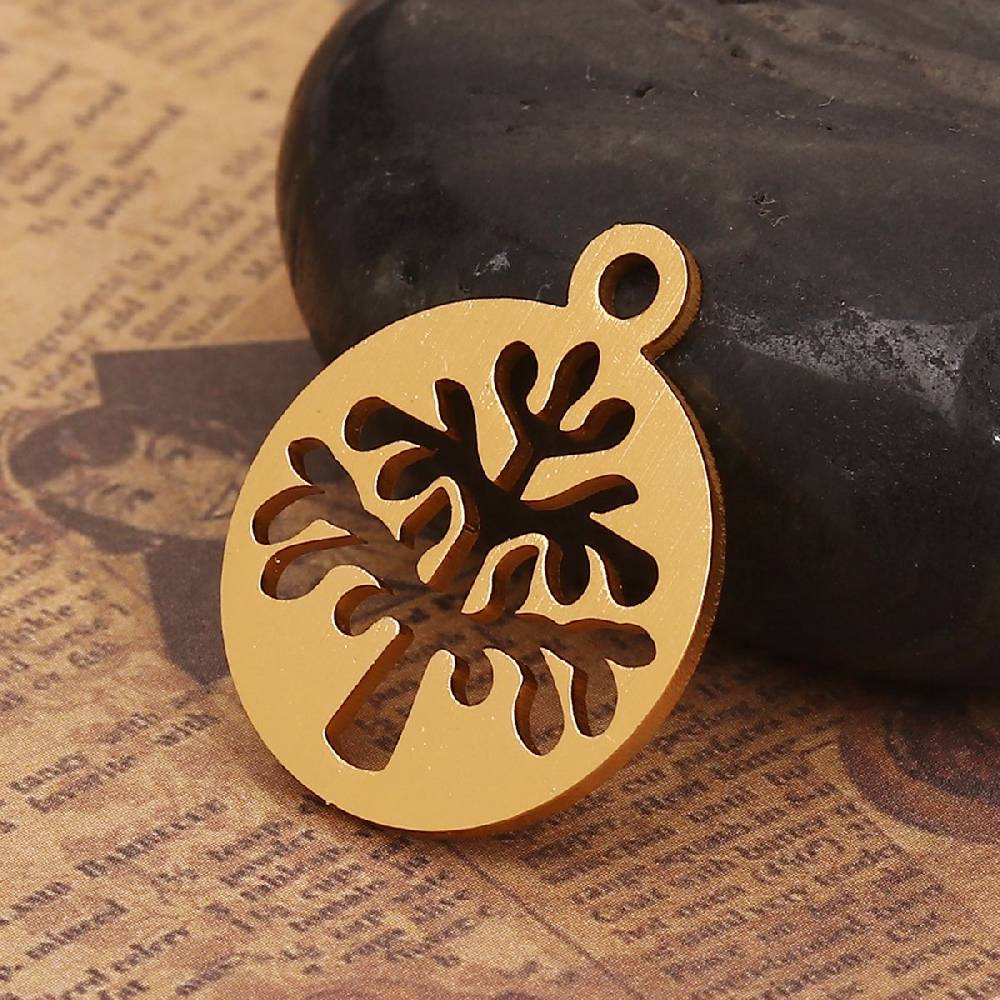 Sadingo 1 Metallanhänger Lebensbaum - 26 x 22 mm - Gold Tiefpreis
