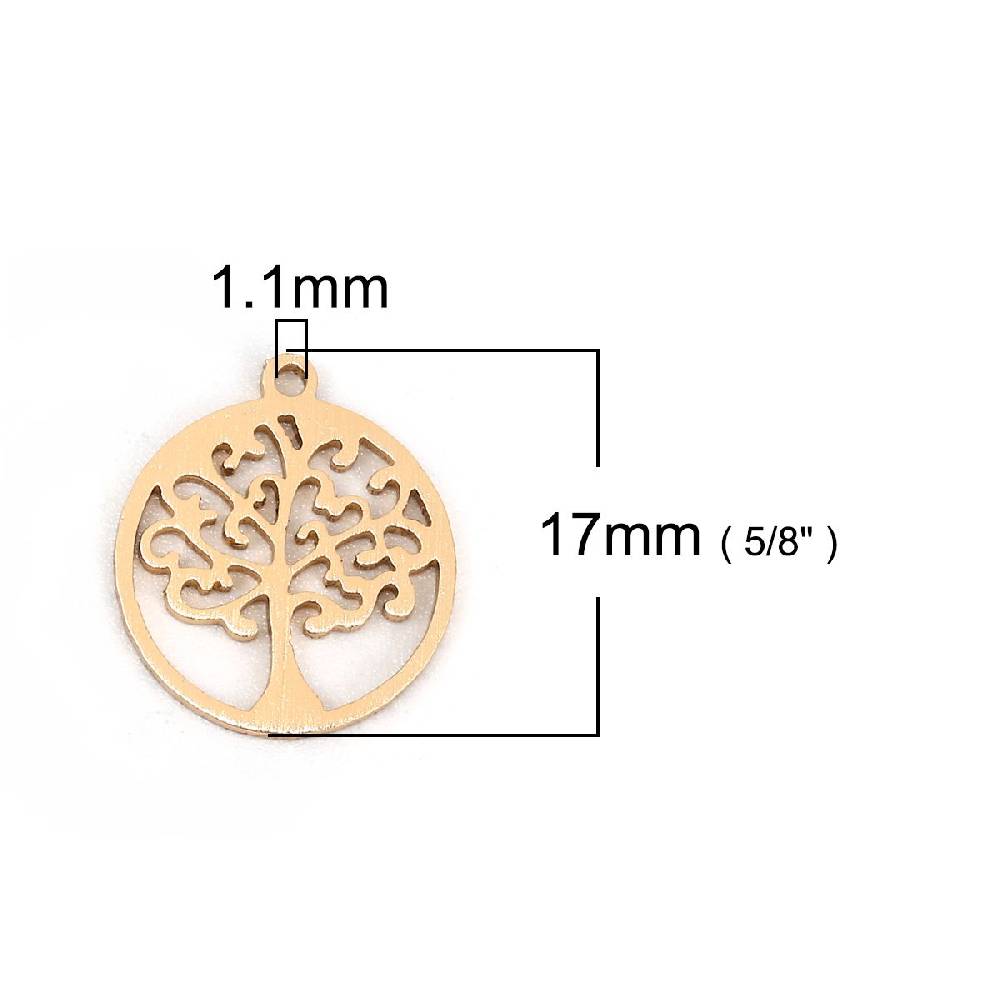 Sadingo 1 Metallanhänger Lebensbaum - 17 x 15 mm - Gold Kostenlose Rückgabe
