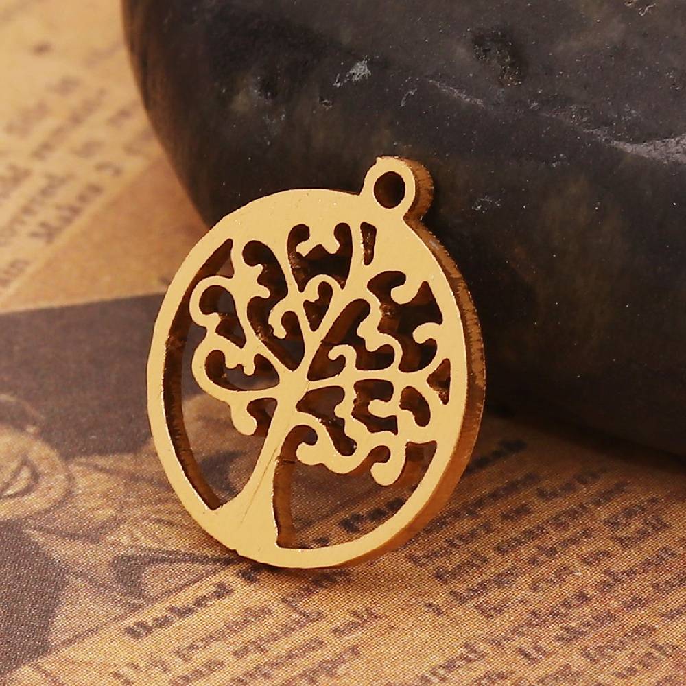 Sadingo 1 Metallanhänger Lebensbaum - 17 x 15 mm - Gold Kostenlose Rückgabe