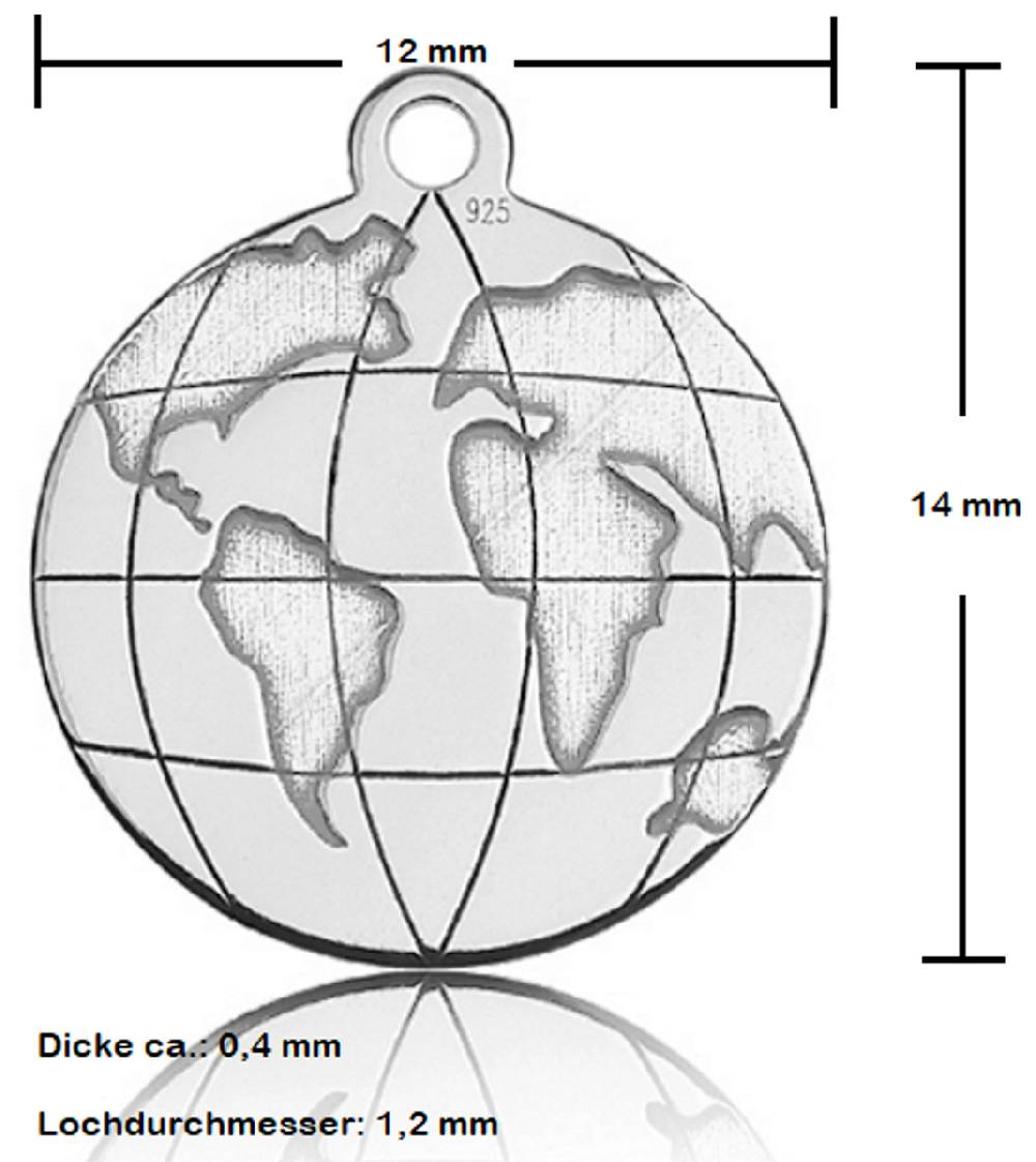 Sadingo Sterling Silver 925er Anhänger Globus Charm Globe Begrenzte Freigabe