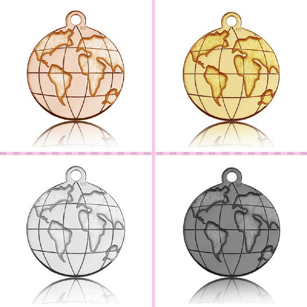 Sadingo Sterling Silver 925er Anhänger Globus Charm Globe Begrenzte Freigabe