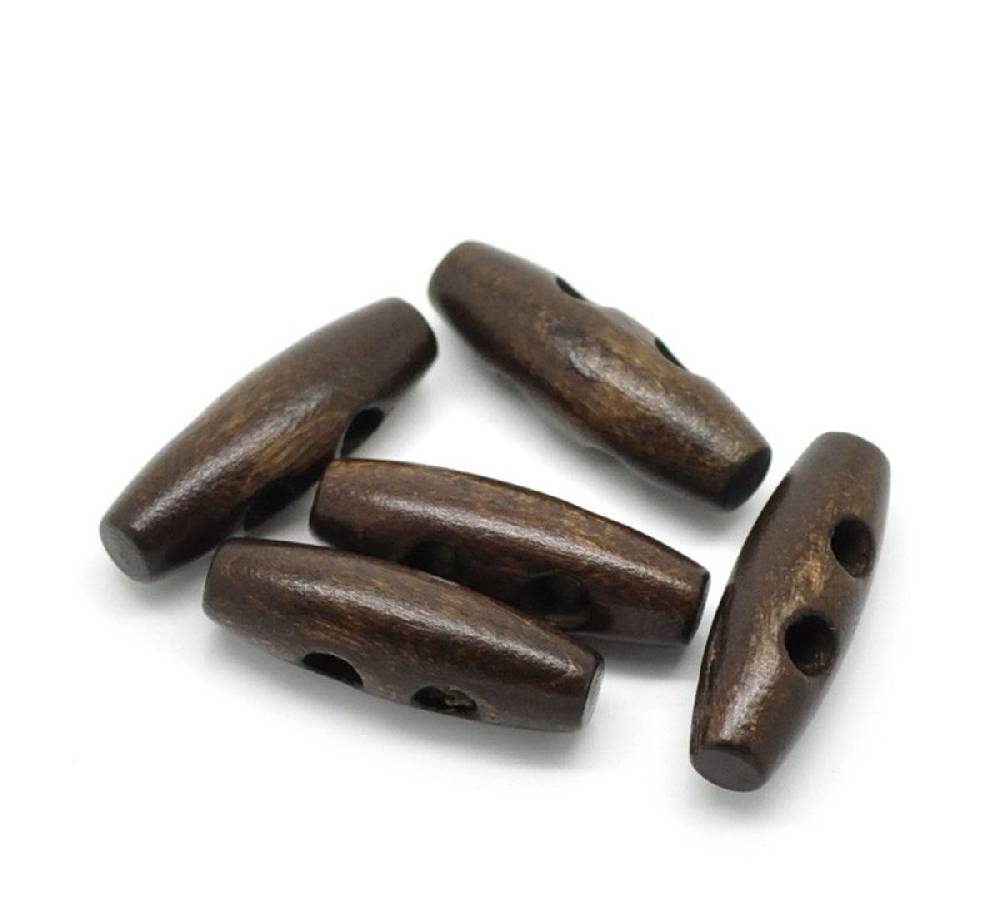 Sadingo Knebelknöpfe - 10 Stk. - 3 x 1 cm - Dunkelbraun Fabrikladen
