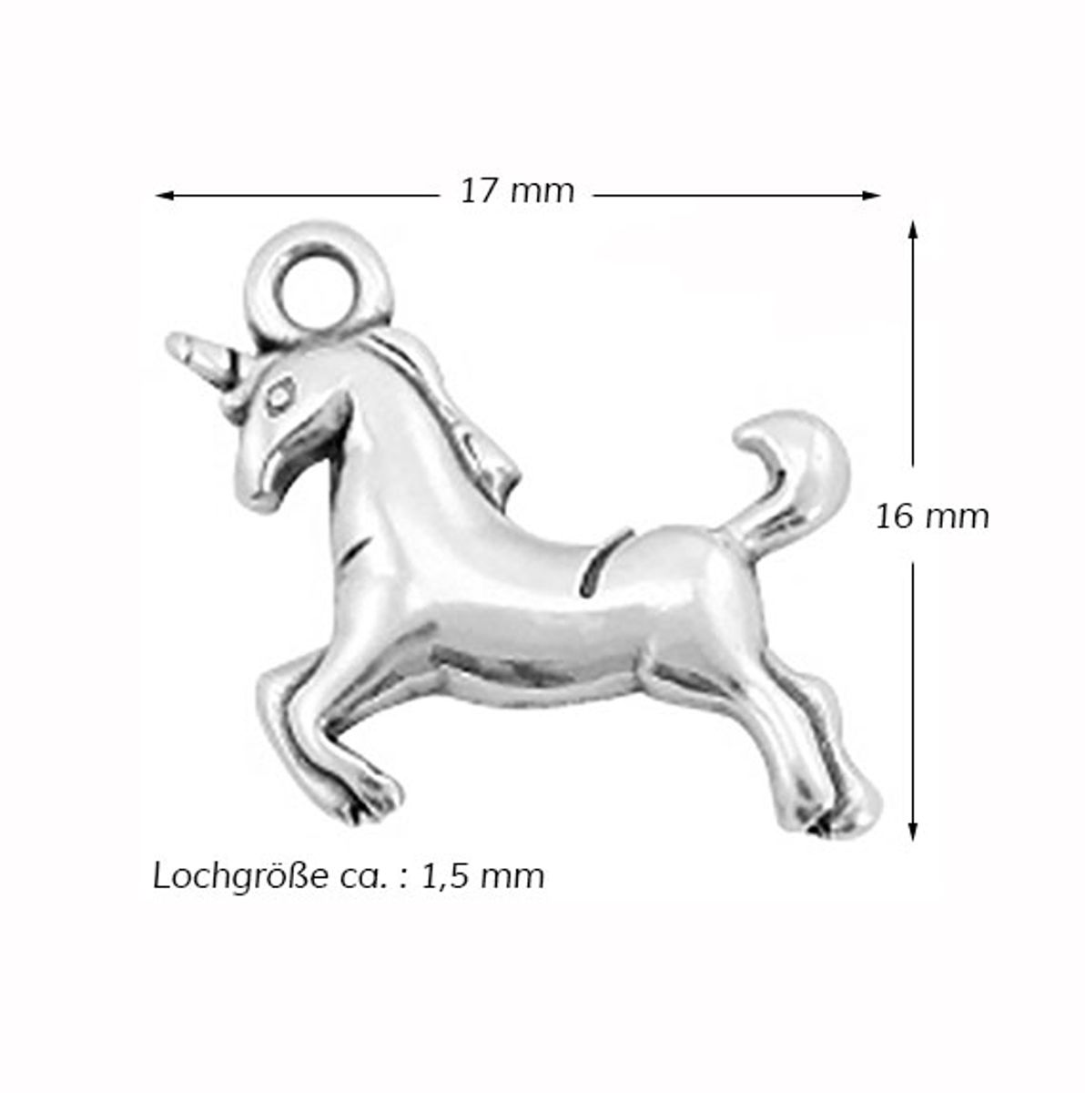 Sadingo Anhänger Einhorn aus Metall, 17 x 16 mm 1 Stück Speichern exportieren