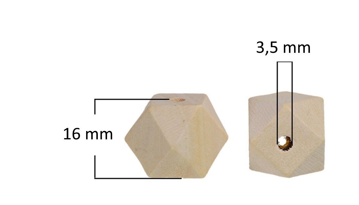 Sadingo Holzperlen eckig natur, Geometrische Bastelperlen, 20 Stück Im Verkauf
