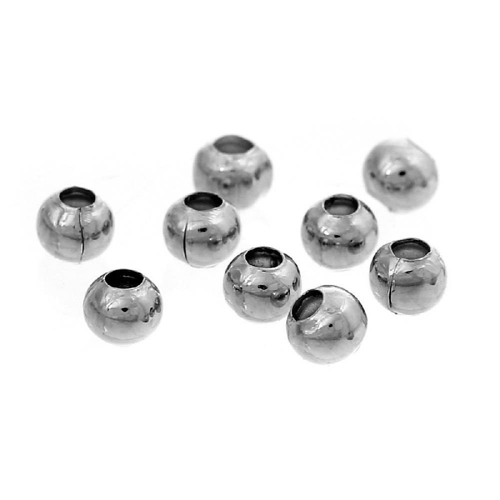 Sadingo Metallperlen - 100 Stk. - Ø 3 mm - Silberfarben 50% Rabatt für begrenzte Zeit