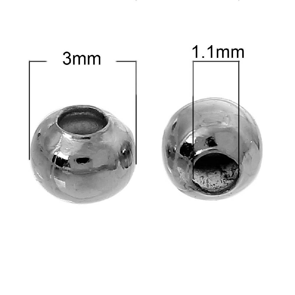 Sadingo Metallperlen - 100 Stk. - Ø 3 mm - Silberfarben 50% Rabatt für begrenzte Zeit