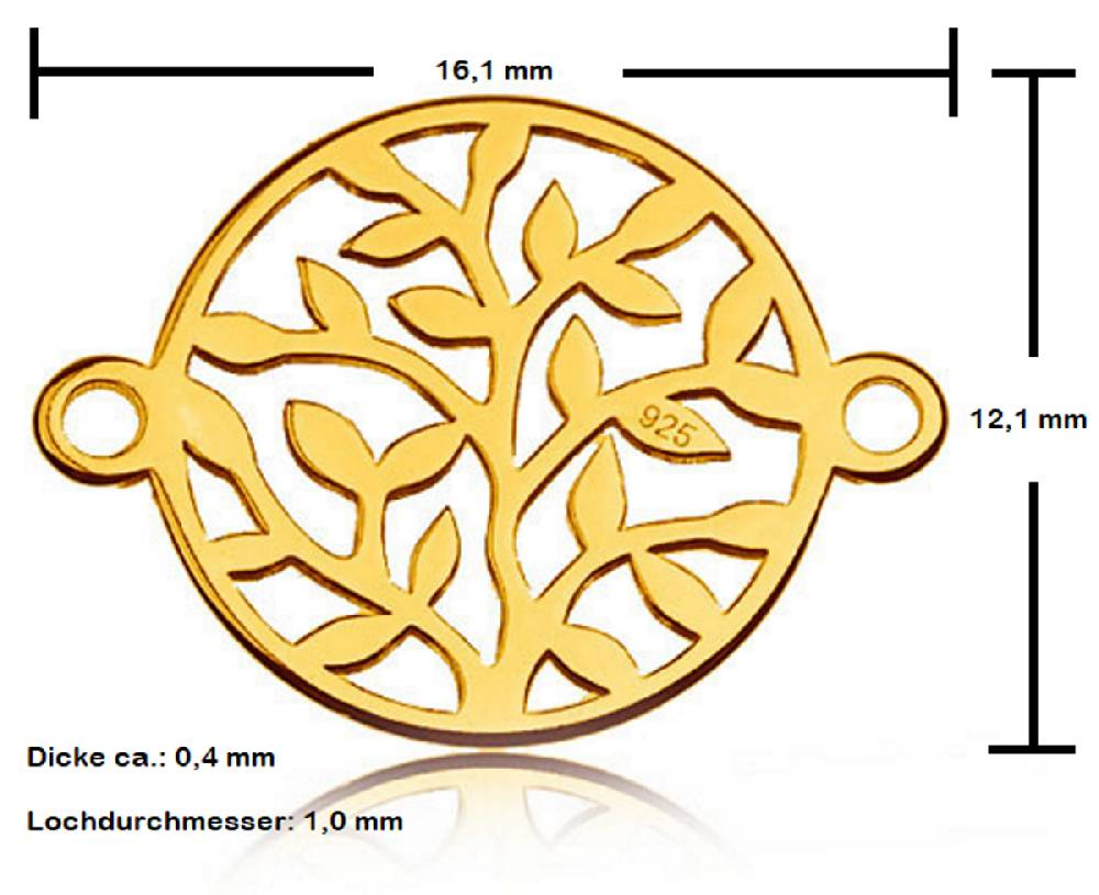 Sadingo Schmuckverbinder Lebensbaum | 12,1x16,1 mm Fabrikverkauf