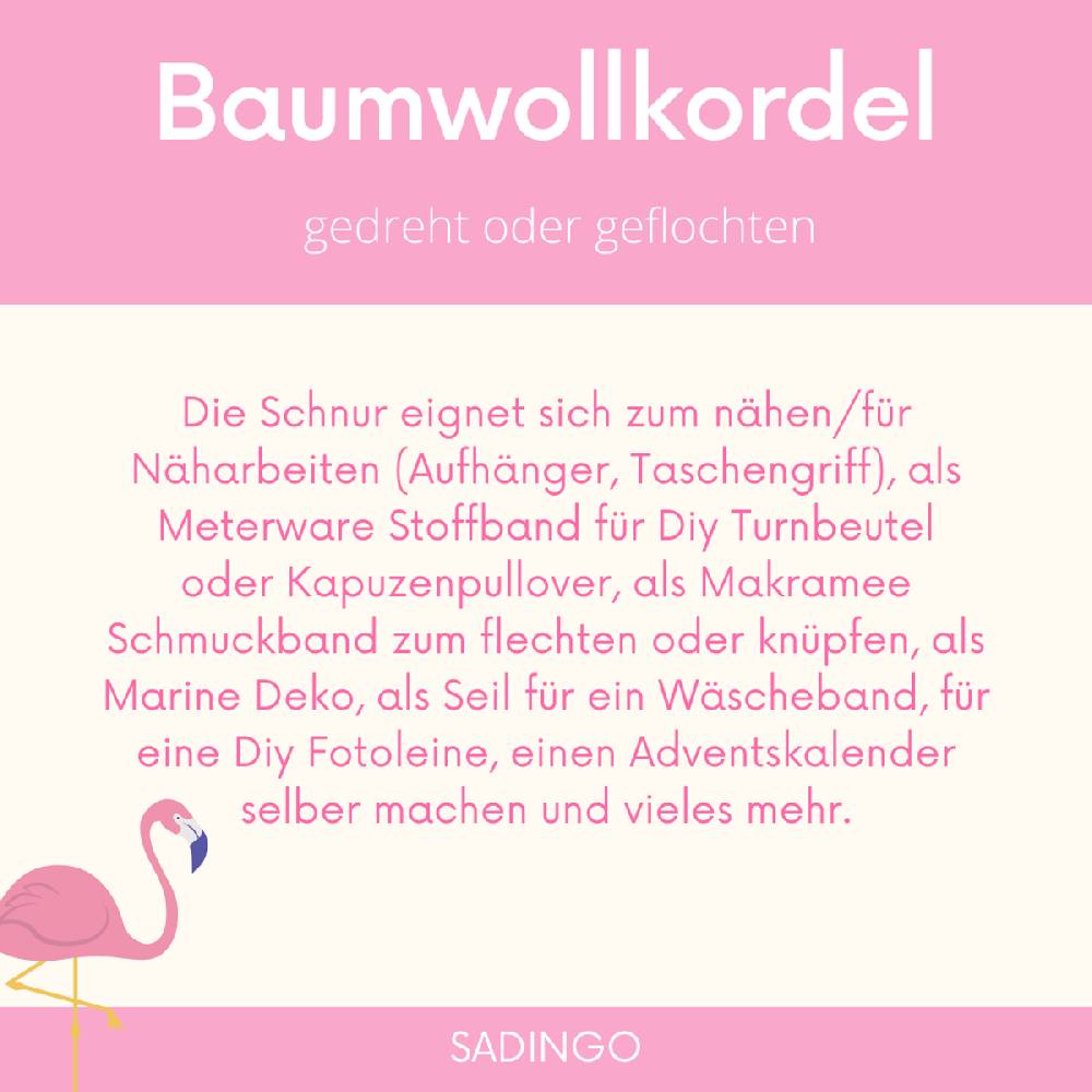 Sadingo Baumwollkordel 8mm gedreht - 10 Meter 8mm - Off White Begrenztes Angebot