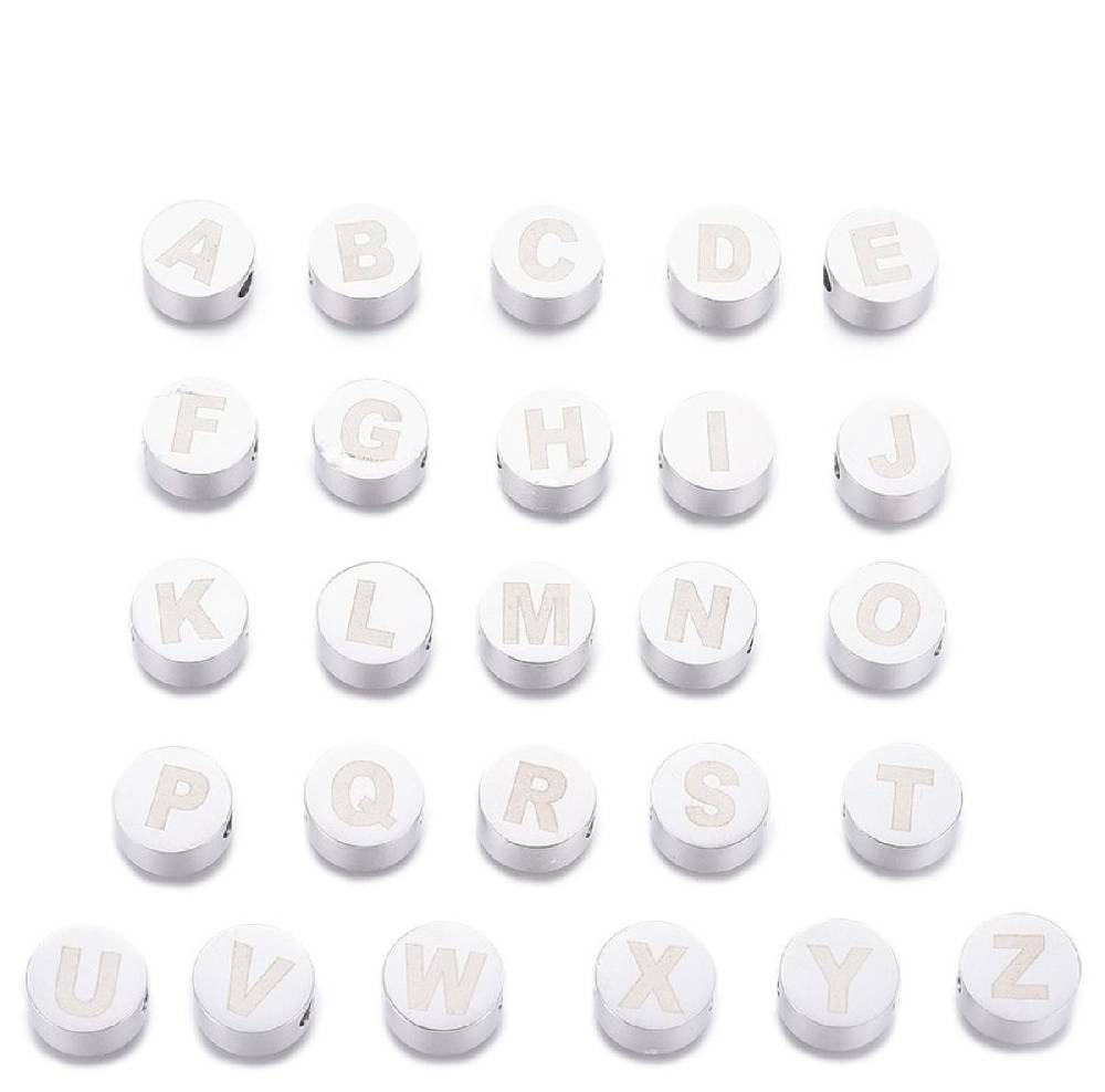 Sadingo Buchstabenperlen Edelstahl 2 Stück 10mm, Buchstabe wählbar Muttertagsangebot