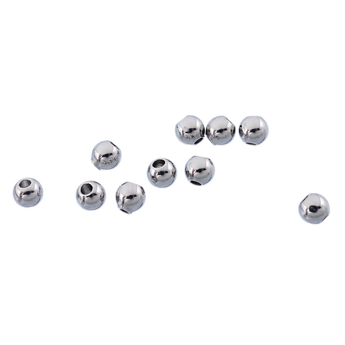 Sadingo Metallperlen | Edelstahl-Perlen Silber, 3 mm, 50 Stück Neueste Mode