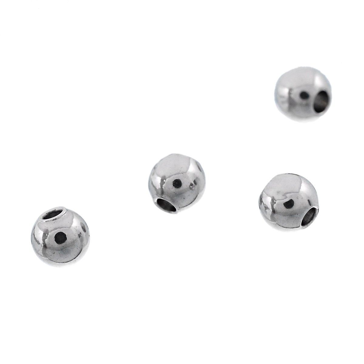 Sadingo Metallperlen | Edelstahl-Perlen Silber, 3 mm, 50 Stück Neueste Mode