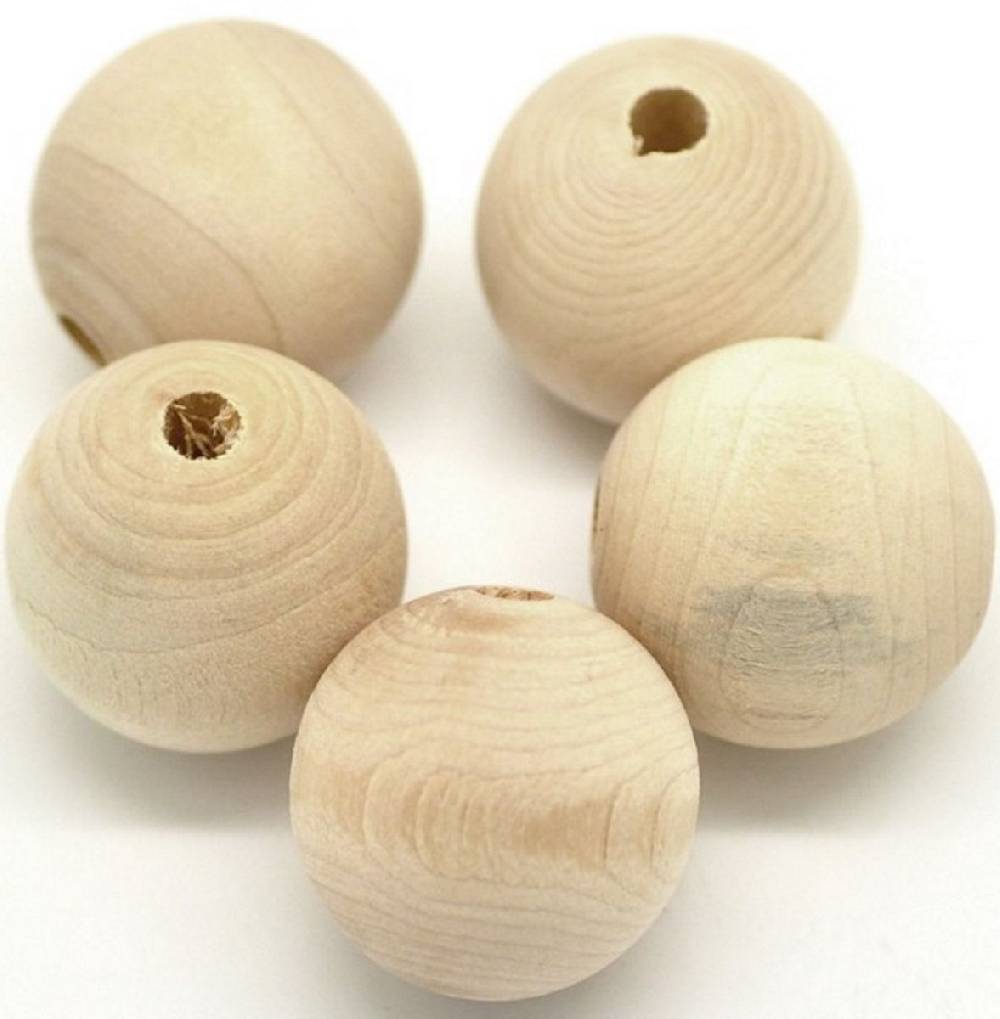 Sadingo Holzperlen natur, 30 Stk. - Ø 2,5 cm Räumungsverkauf