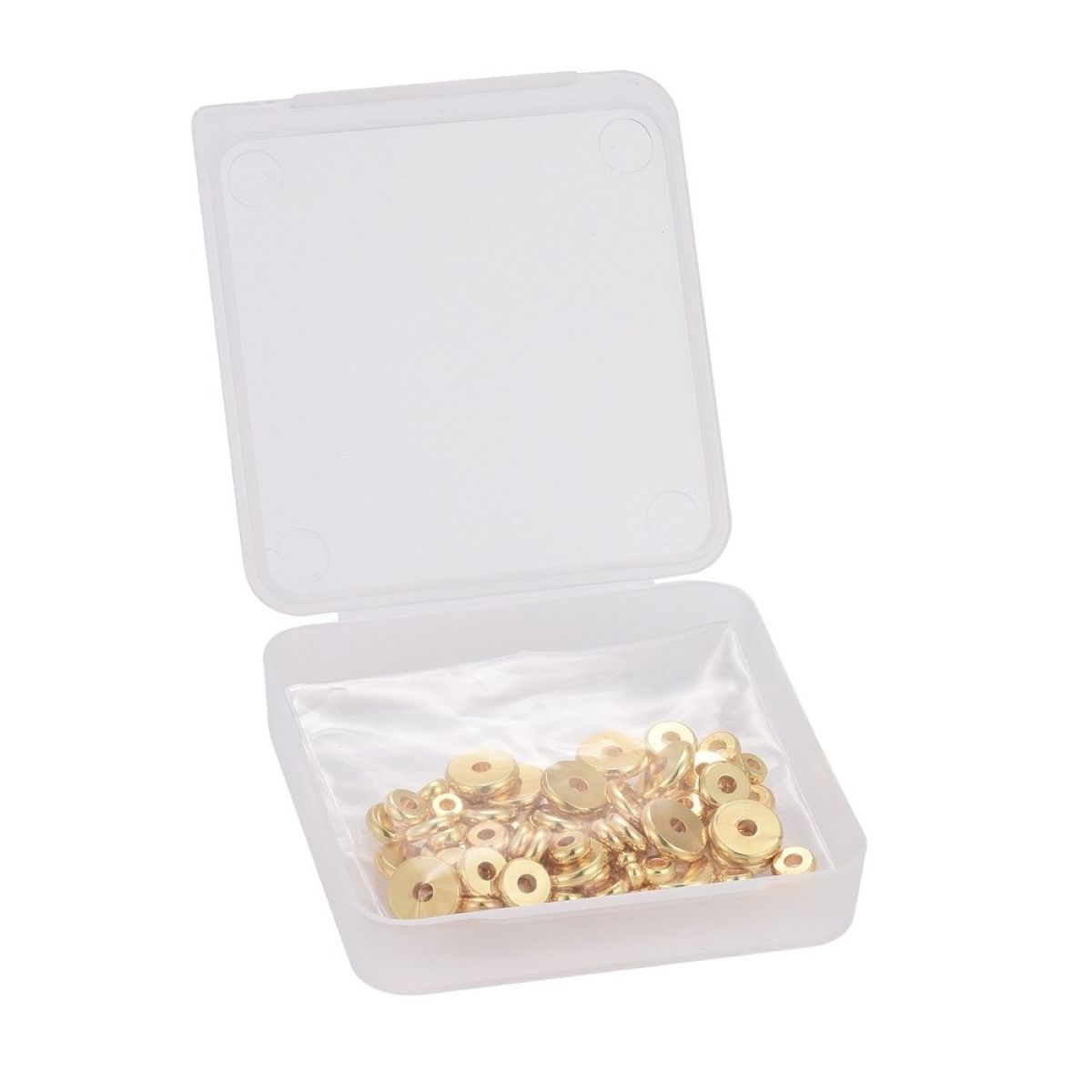 Sadingo Metallperlen Set | 1 Box, 75 Perlen, Gold, vers. Durchmesser Riesige Ersparnisse