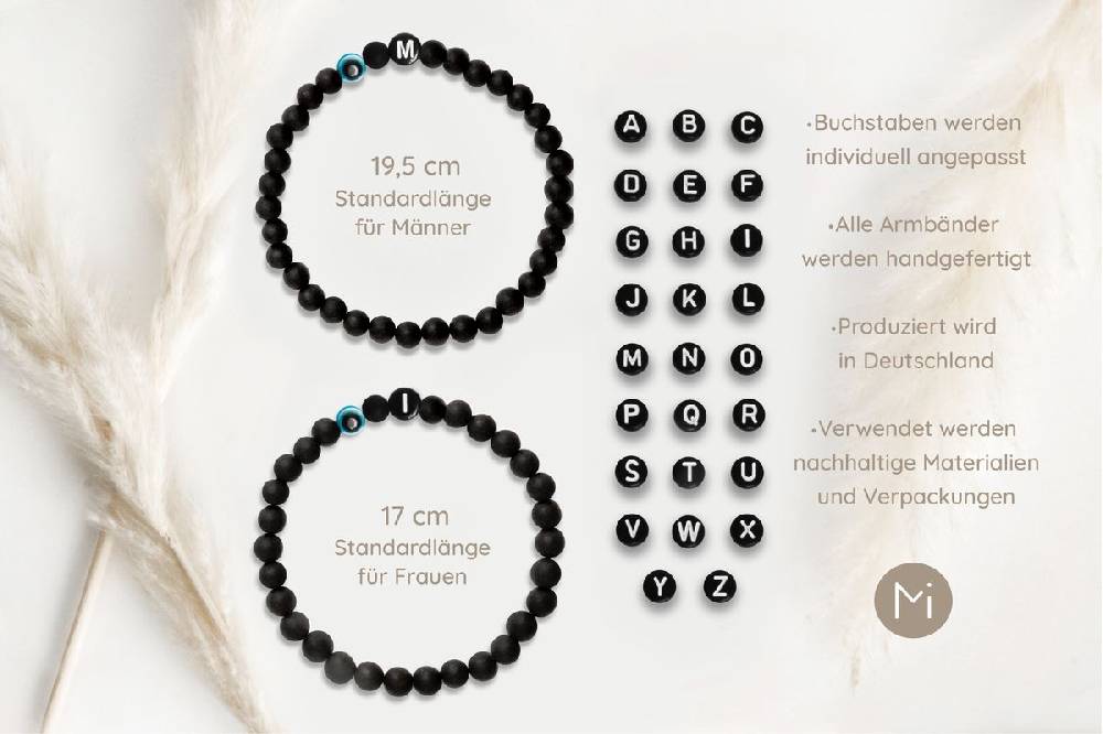 Sadingo Partnerarmband Set "MEADOW" aus schwarzen Achatperlen Fabrikladen