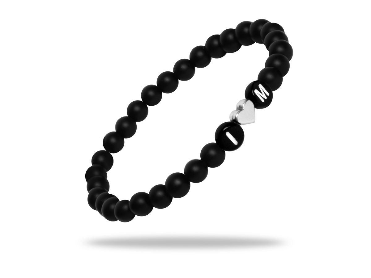 Sadingo Partnerarmband Set "ISLAND" aus schwarzen Natursteinperlen Begrenzt auf 3 Tage