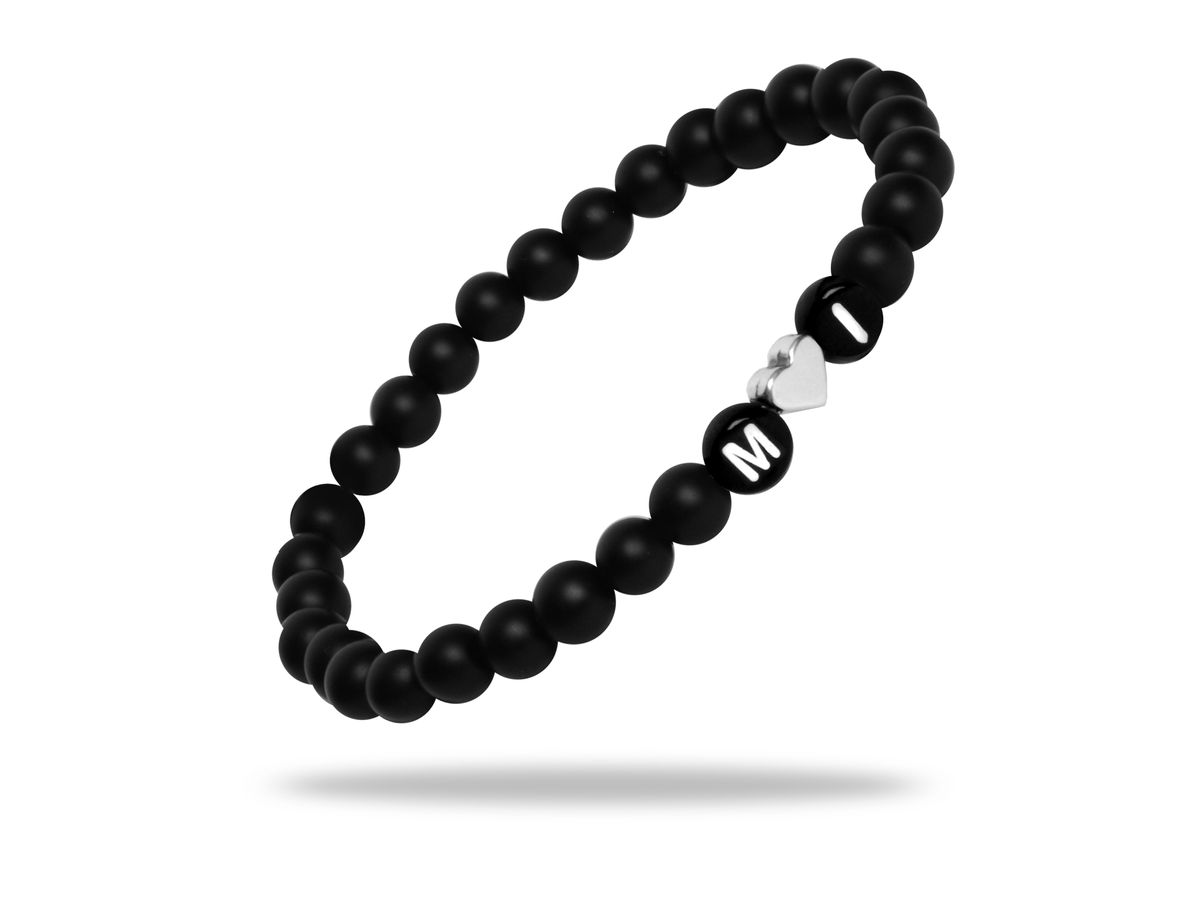 Sadingo Partnerarmband Set "ISLAND" aus schwarzen Natursteinperlen Begrenzt auf 3 Tage