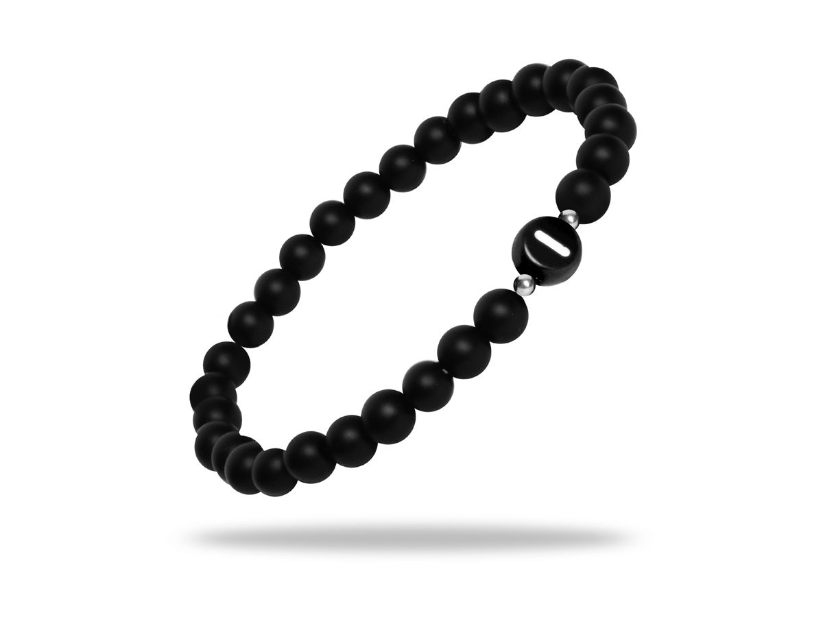 Sadingo Partnerarmband Set "STAR" aus schwarzen Natursteinperlen Black Friday Preise