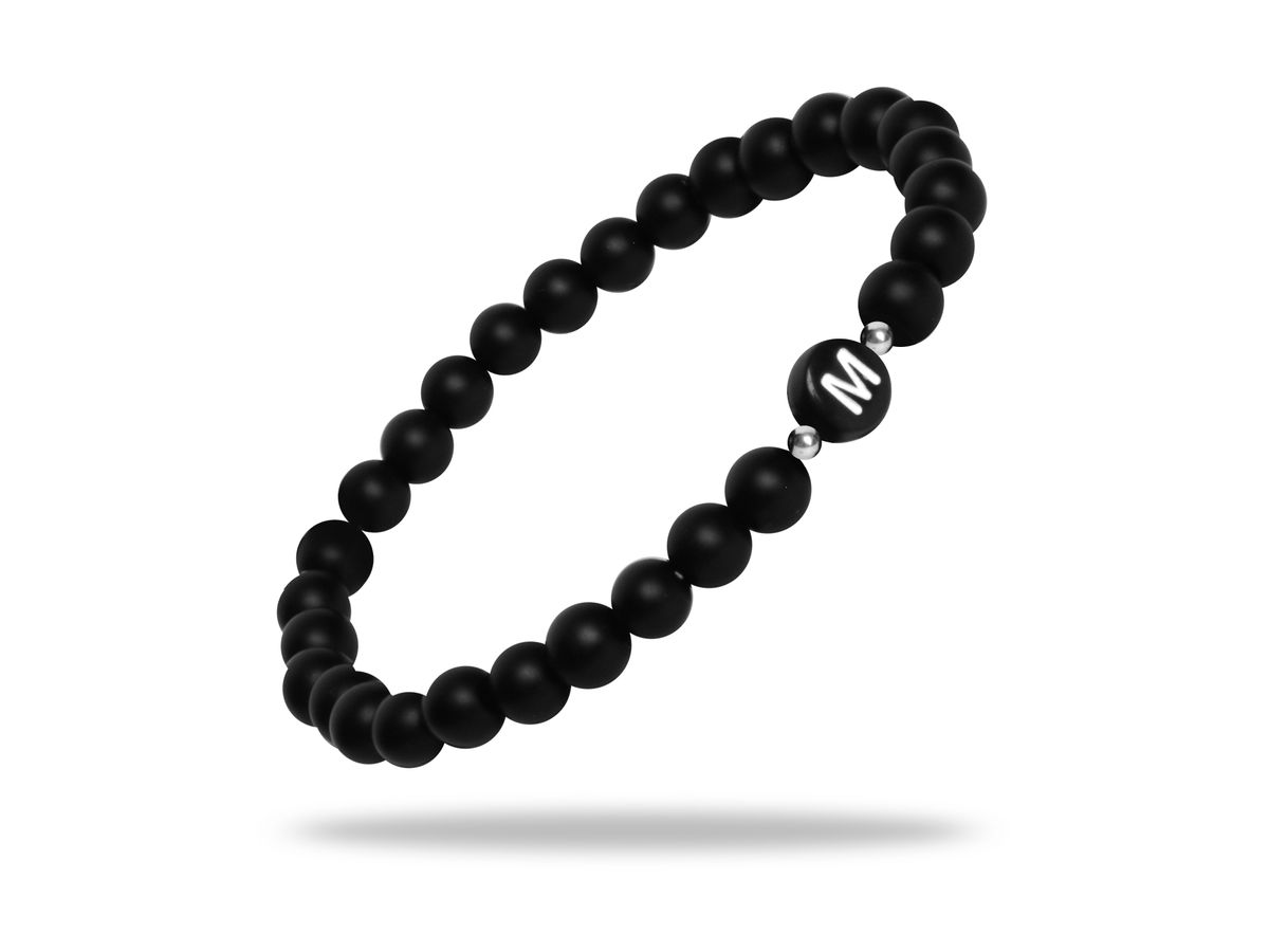 Sadingo Partnerarmband Set "STAR" aus schwarzen Natursteinperlen Black Friday Preise
