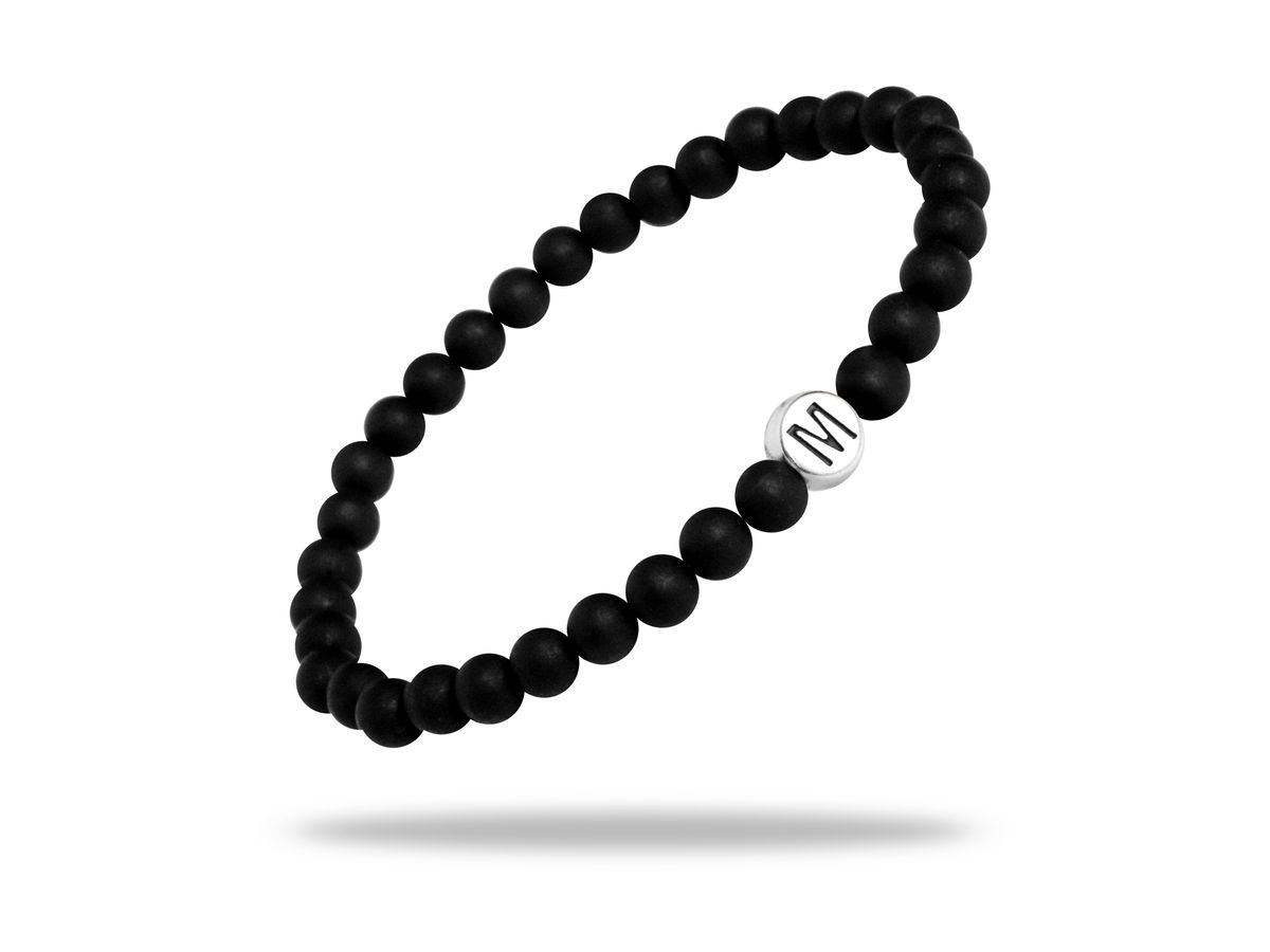 Sadingo Partnerarmband Set "MOON" aus schwarzen Natursteinperlen 50% Rabatt für begrenzte Zeit
