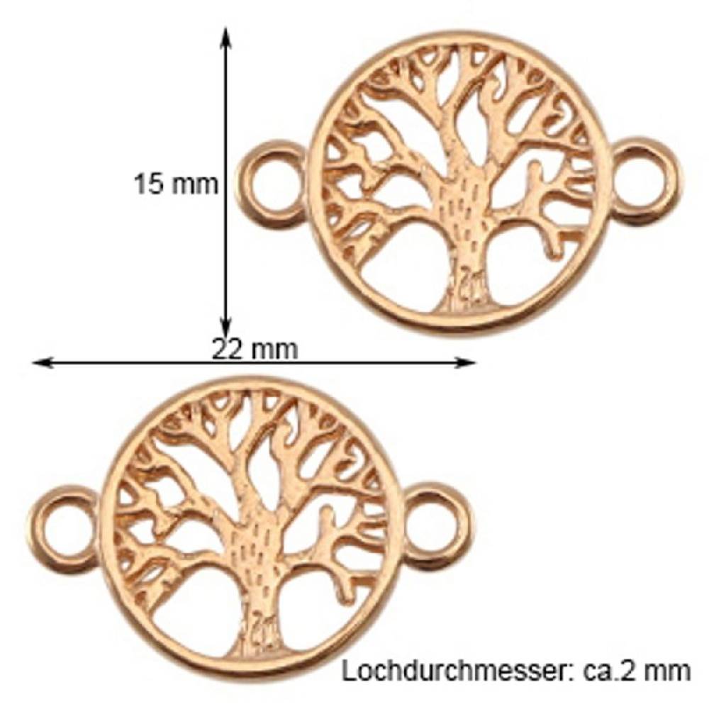 Sadingo Schmuckverbinder Lebensbaum | 3 Stk. - 22x15 mm Günstiger Verkauf