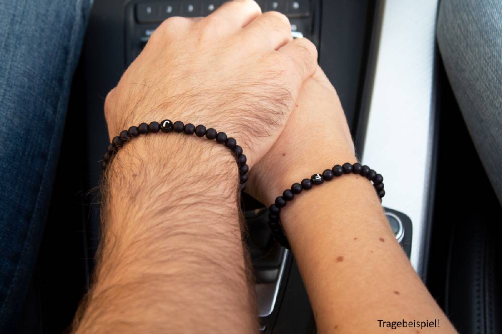 Sadingo Partnerarmband-Set aus schwarzen Acrylperlen Kostenloser Versand