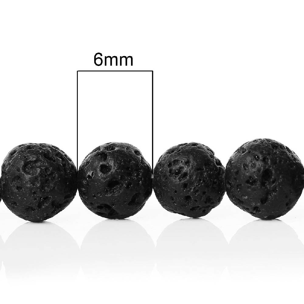 Sadingo Edelsteinperlen Lavagesteinperlen schwarz - 65 Stk. - 6 mm Flash Sale