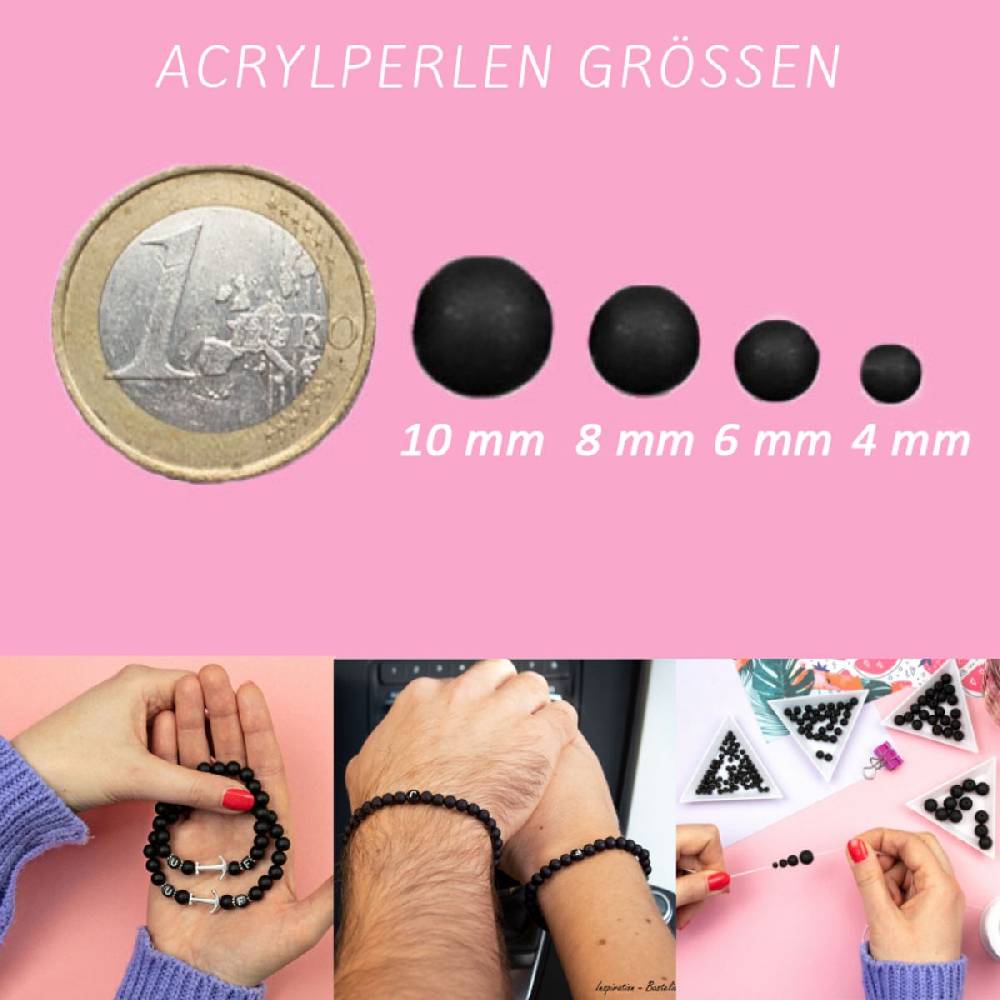 Sadingo Acrylperlen matt Schwarz 4,6,8,10 mm Begrenztes Angebot
